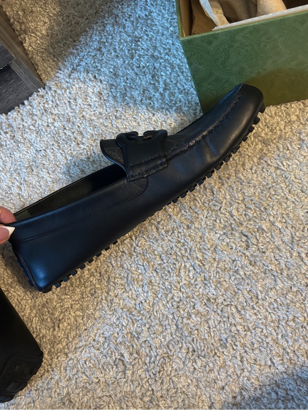 Gucci Black GG Canvas & Leather Slip-On Loafers with Interlocking G - Picture 9 of 11